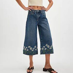 NEW DRIFTWOOD JEANS Amie Culotte X Crazy For Daisy Jeans in Dark Wash 1225 6t3